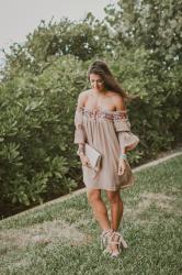 Embroidered Off the Shoulder Dress