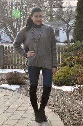 {outfit} Over the Knee Boots & Oversized Sweaters