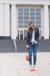 Moto Jacket + pops of red