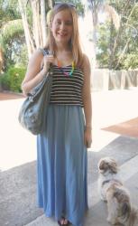 Two Ways to Wear Denim Maxi Skirt in Summer: Printed and Plain Tanks