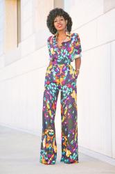 Print Button Down Shirt + Print Wide Leg Pants