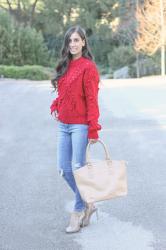 Red Pom Pom Sweater 