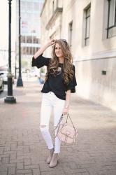 Ruffle Sleeve Top for $35