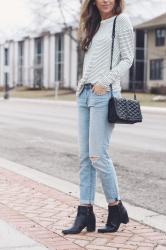 Stripes + boyfriend jeans