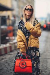 STATEMENT BAG AND WINTER FLORALS FOR NYFW