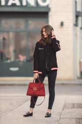 Bomber jacket, Skinny Jeans & Loafer