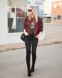 Burgundy Bomber Jacket