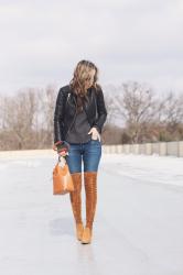Tan over the knee boots