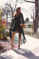 green ruffle dress