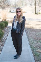 Embroidered Faux Leather Jacket with a Fringe Tank + A Shopbop Sale.