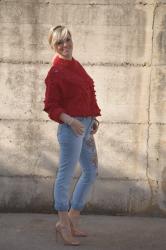 OUTFIT: RED KNIT CABLE SWEATER - COME ABBINARE UN MAGLIONE ROSSO IN LANA -