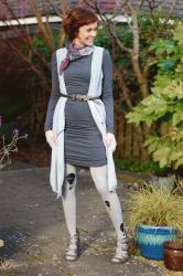 Boring Shades of Grey | Plain T-shirt Dress & Fun Tights!