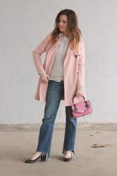 Abercrombie & Fitch Pink Trench, Vintage Bag & Chloe Scalloped Pumps