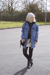 denim long jacket and cosmic skirt