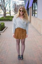 Suede Skirt + Criss Cross Sweater.