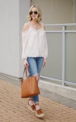 White Cold Shoulder Blouse