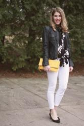Black Floral Top and White Jeans 