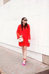 Red Pleated Dress