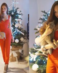 Christmas look - red jumpsuit