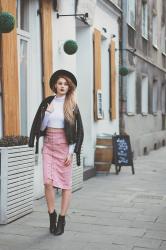 Pink midi skirt