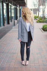 Gray Ruffle Blazer.