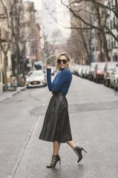 Faux Leather Midi Skirt