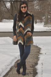 {outfit} Chevron Fur Vest