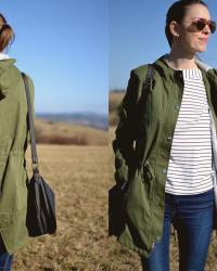 jarné pásikavé nákupy // army green spring jacket
