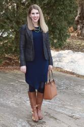 Navy Envelope Dress for Winter 