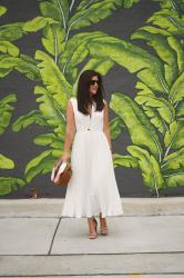 ASOS White Pleated Dress