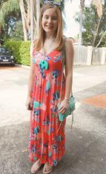Bright Maxi Dresses and Blue Bags