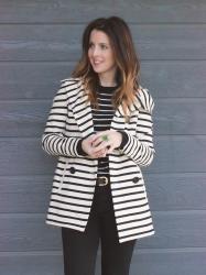 Double Stripes with Anthropologie Striped Peacoat