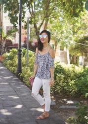 Floral Crop Top & White Skinny Jeans