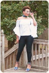 Ruffled Sleeve Off-the-Should Cotton Poplin Top!