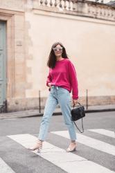 80’s vibes – Pink Oversized Pullover & Mom Jeans