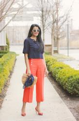 Lookbook - Cult Gaia Ark Bag, Zara Eyelet Top, J.Crew Sailor Pants {Review}