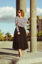  Pleated Tulle  Midi Skirt / FALDA DE TUL