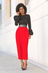 Bell Sleeve Top + Cropped Pleated Tappered Pants