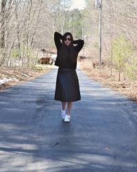 sneakers with a skirt & my doggie