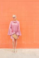 Pink + Bell Sleeves + Block Heels = Spring Trends