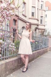 OUTFIT: Magnolia - Nude Chiffon Dress