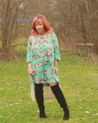 Turquoise Floral Print Tunic & Over The Knee Boots: Take A Deep Breath