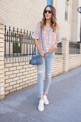 Floral Top and White Sneakers 