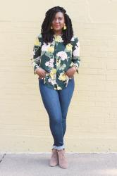 Floral Blouse + Skinny Jeans