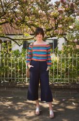Outfit: rainbow stripes and culottes