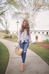 Stripes & a Straw Tote