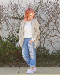 Gray Cocoon Cardigan & Pink Pumas: The Shoe Sheriff