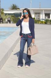 Outfit Pasqua 2017 - Jeans ricamanti e la mia borsa Cuoieria Fiorentina 