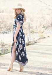 Navy Kimono Wrap Dress for Spring & Summer