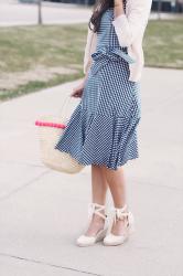 gingham dress + wedge espadrilles